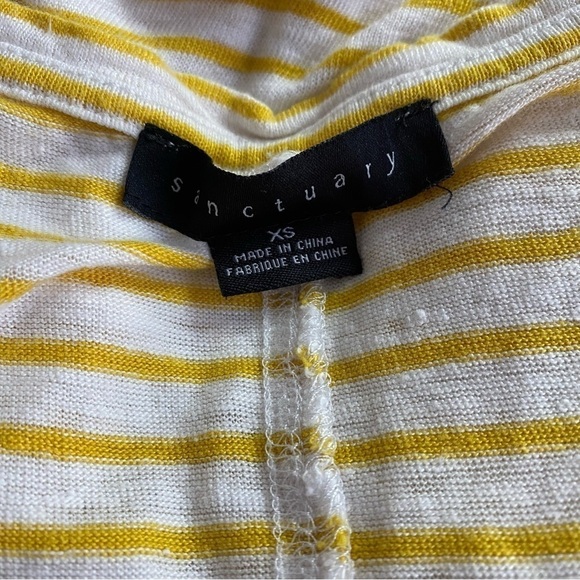 ANTHROPOLOGIE Sanctuary Striped Linen Tank White & Yellow Size XS - Picture 3 of 4